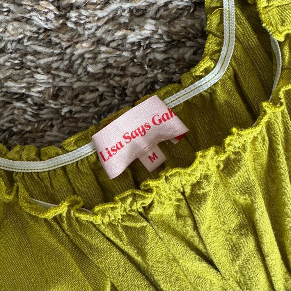 Lisa Says Gah Olive Smocked Midi Dress - Picture 4 of 7